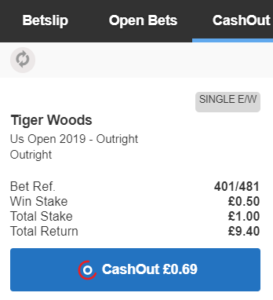 betfred cash out golf